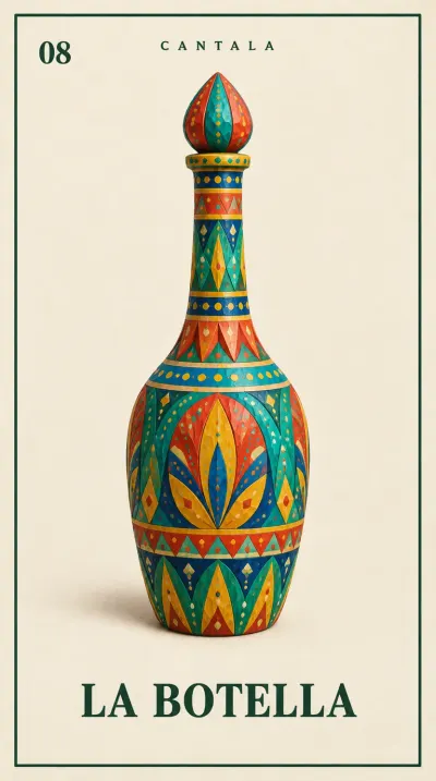 Carta 8 de la Lotería Mexicana — La Botella