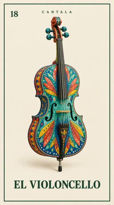 Carta 18 de la Lotería Mexicana — El Violoncello