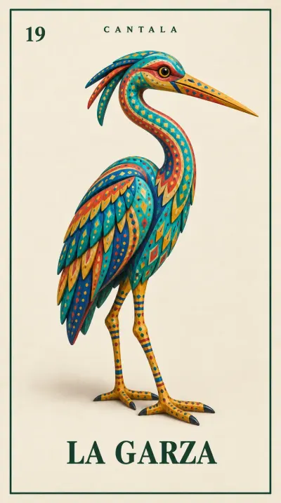 Carta 19 de la Lotería Mexicana — La Garza
