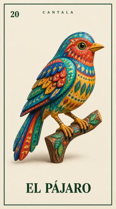 Carta 20 de la Lotería Mexicana — El Pájaro
