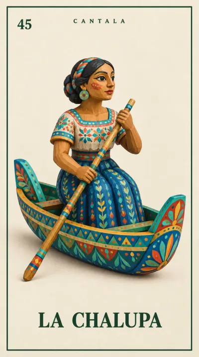 Carta 45 de la Lotería Mexicana — La Chalupa