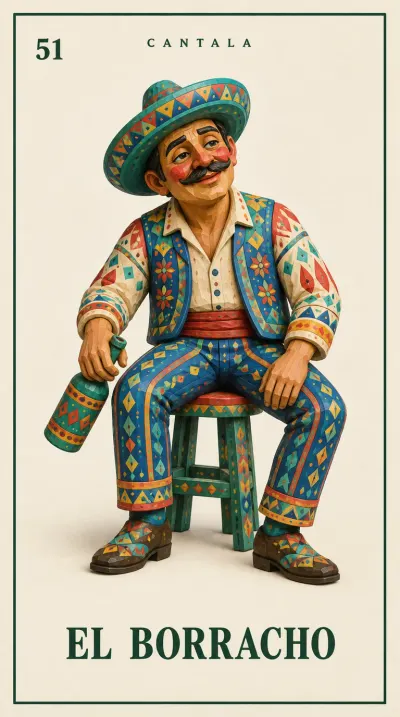 Carta 51 de la Lotería Mexicana — El Borracho