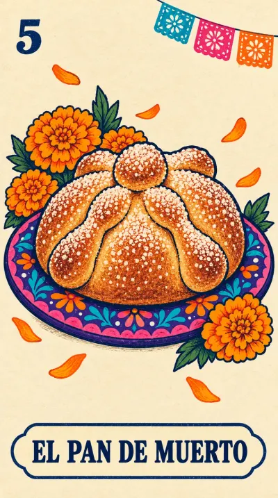 El Pan de Muerto, carta 5 de la lotería de Día de Muertos