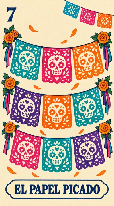 El Papel Picado, carta 7 de la lotería de Día de Muertos