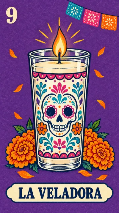 La Veladora, carta 9 de la lotería de Día de Muertos