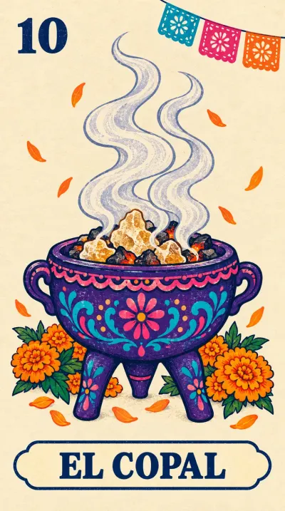 El Copal, carta 10 de la lotería de Día de Muertos