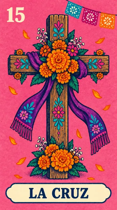 La Cruz, carta 15 de la lotería de Día de Muertos