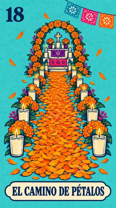 El Camino de Pétalos, carta 18 de la lotería de Día de Muertos