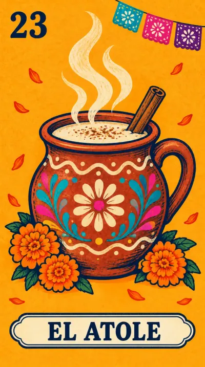 El Atole, carta 23 de la lotería de Día de Muertos