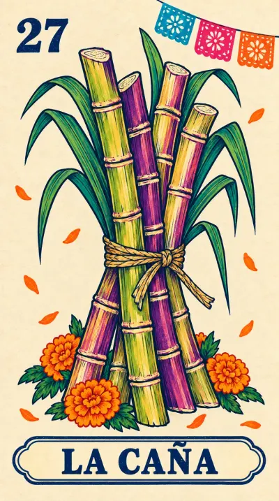 La Caña, carta 27 de la lotería de Día de Muertos