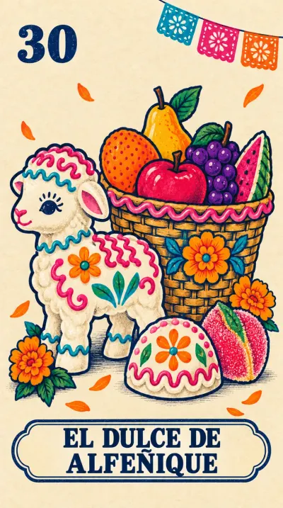 El Dulce de Alfeñique, carta 30 de la lotería de Día de Muertos