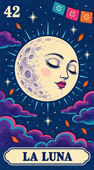 La Luna, carta 42 de la lotería de Día de Muertos
