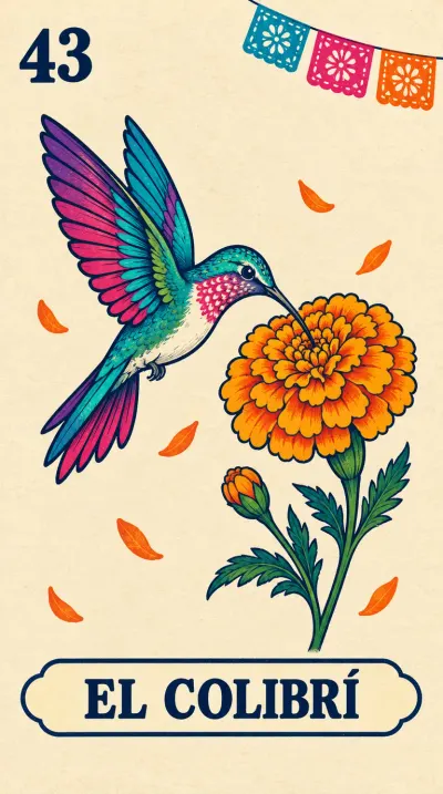 El Colibrí, carta 43 de la lotería de Día de Muertos