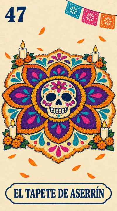 El Tapete de Aserrín, carta 47 de la lotería de Día de Muertos