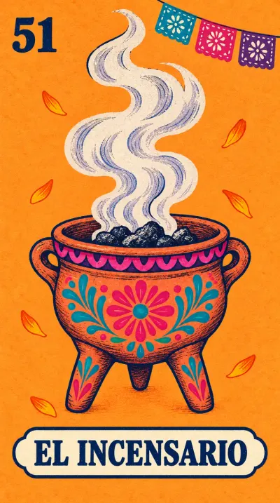 El Incensario, carta 51 de la lotería de Día de Muertos