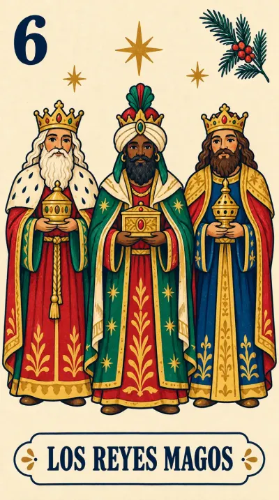 Los Reyes Magos, carta 6 de la lotería navideña